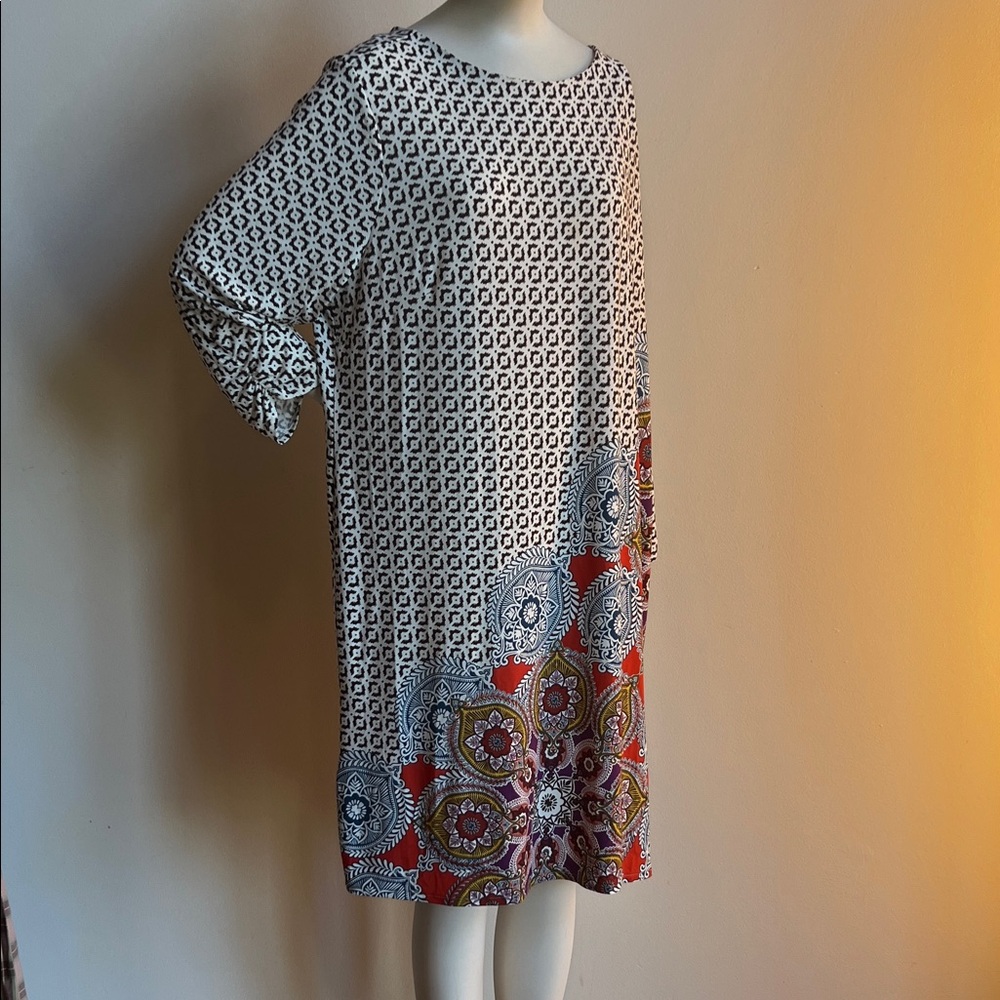 Chico’s geometric Patterned Dress with Floral Accents